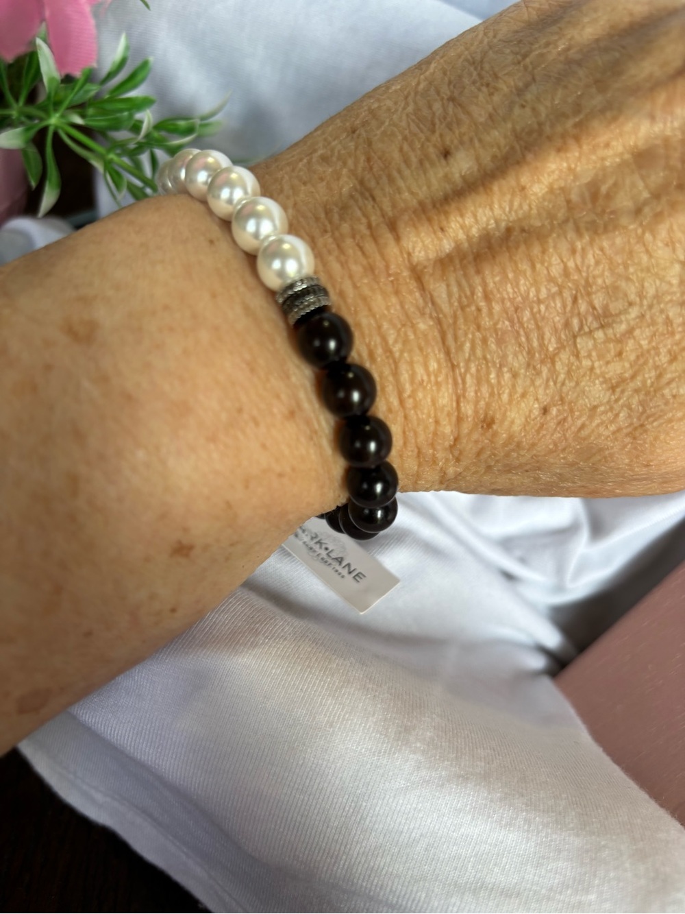 NWT Park Lane Noir Black and White Beaded Bracelet with Silver Accents - Picture 4 of 8